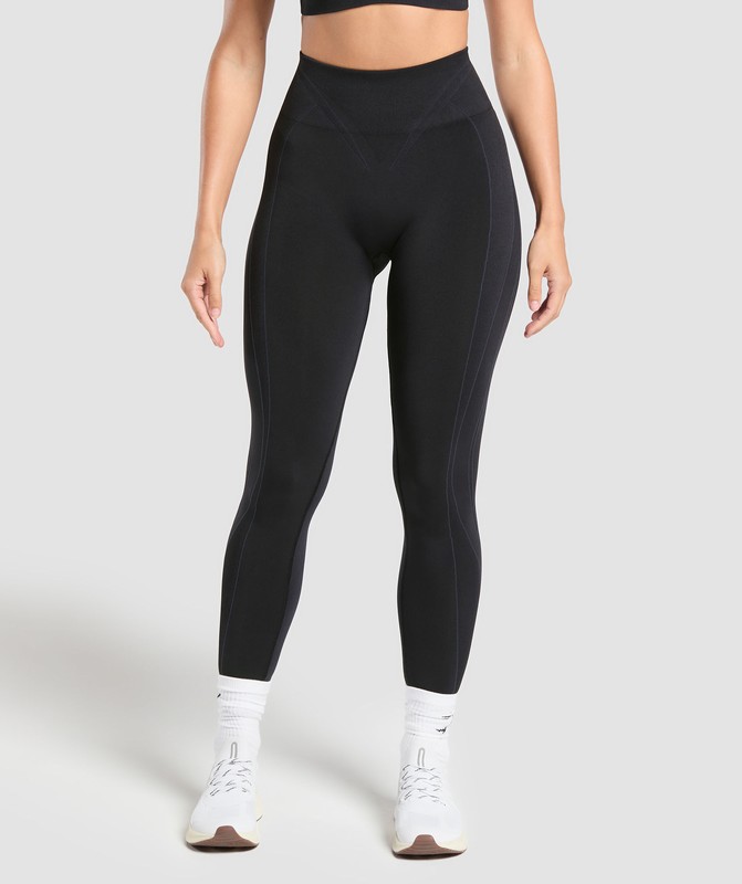Gymshark Apex Contrast Leggings Leggings Dames Zwart Grijs | HZFS92145