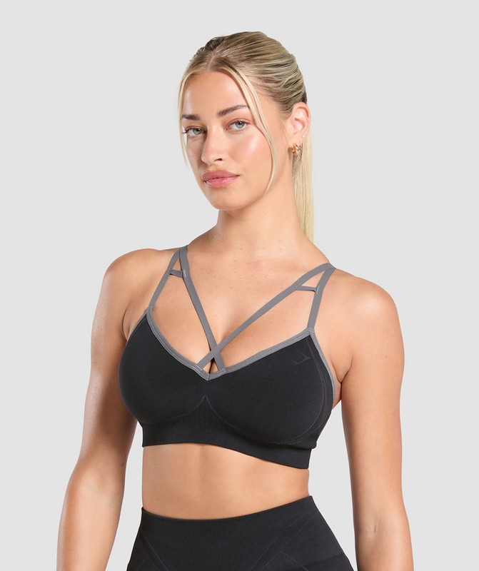 Gymshark Apex Contrast Sports Bra Sport BH Dames Zwart Grijs | XJWM65710