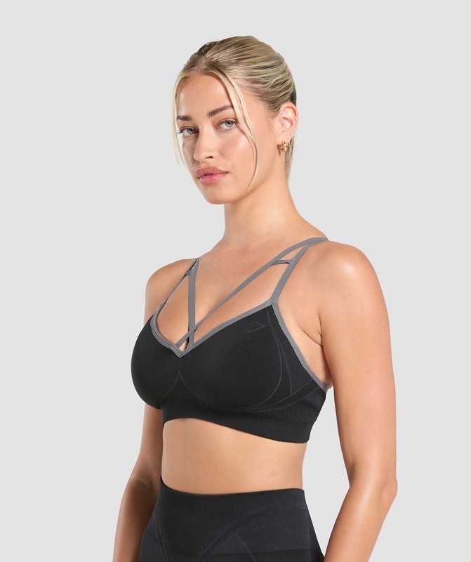 Gymshark Apex Contrast Sports Bra Sport BH Dames Zwart Grijs | XJWM65710