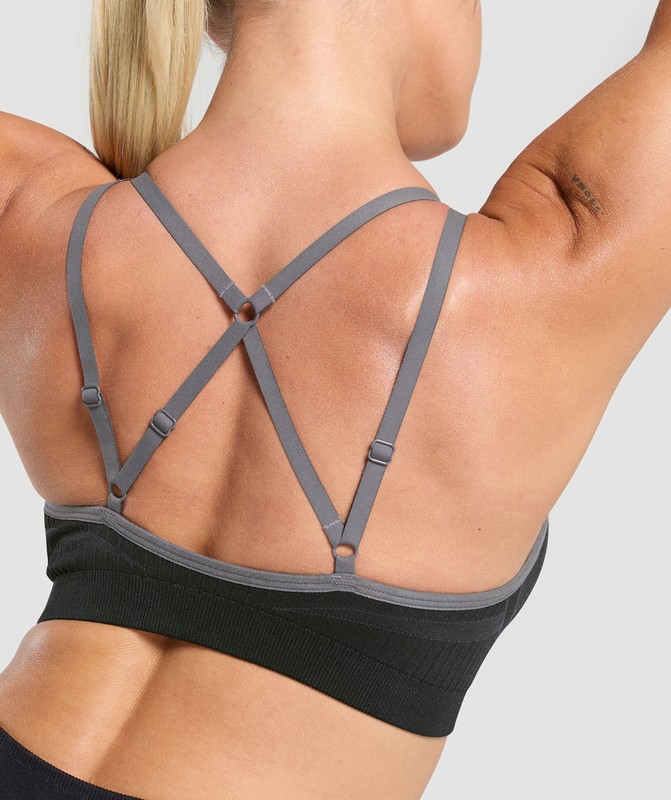 Gymshark Apex Contrast Sports Bra Sport BH Dames Zwart Grijs | XJWM65710