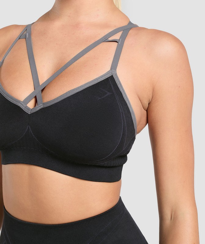 Gymshark Apex Contrast Sports Bra Sport BH Dames Zwart Grijs | XJWM65710