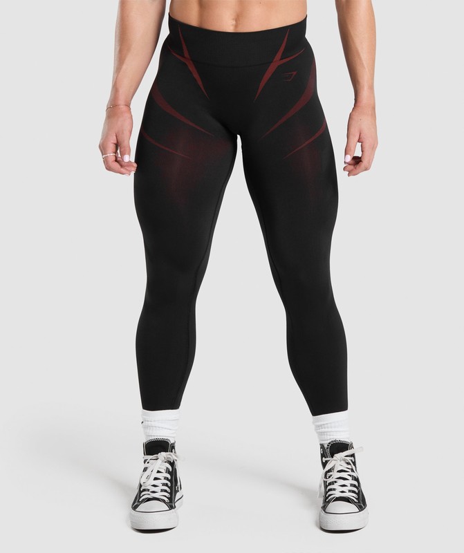 Gymshark Apex Lift Seamless Leggings Leggings Dames Zwart Rood | MBWU93724