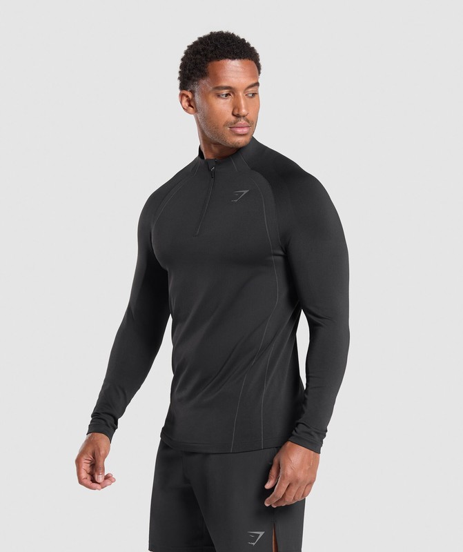 Gymshark Apex Seamless 1/4 Zip Pullover Heren Zwart Donkergrijs | GEIT31708