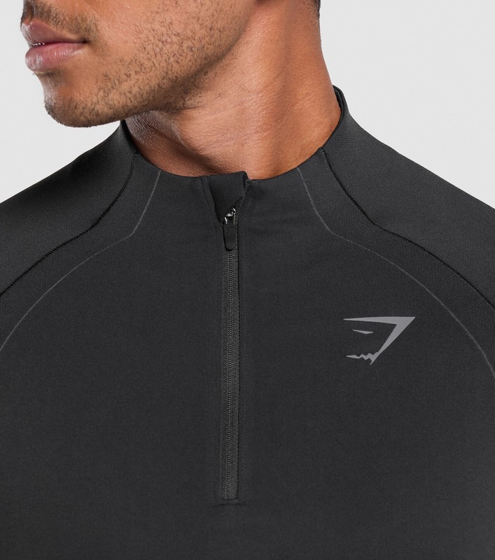 Gymshark Apex Seamless 1/4 Zip Pullover Heren Zwart Donkergrijs | GEIT31708