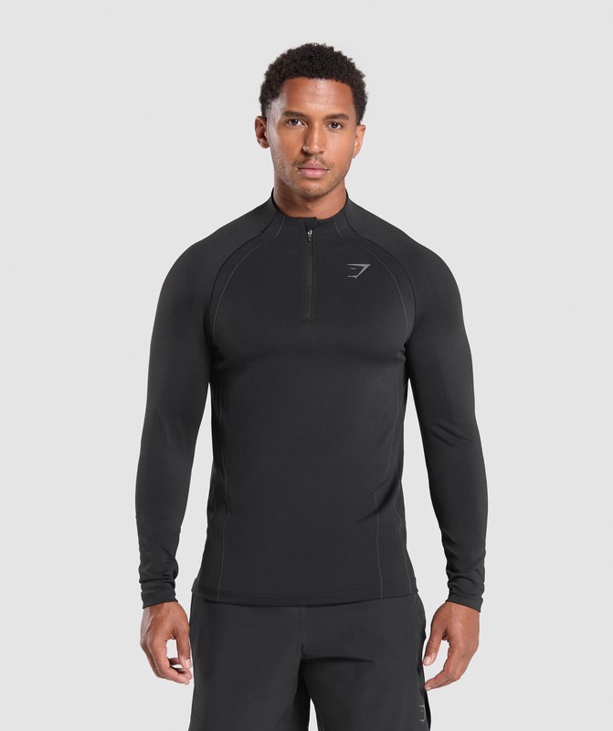 Gymshark Apex Seamless 1/4 Zip Pullover Heren Zwart Donkergrijs | GEIT31708