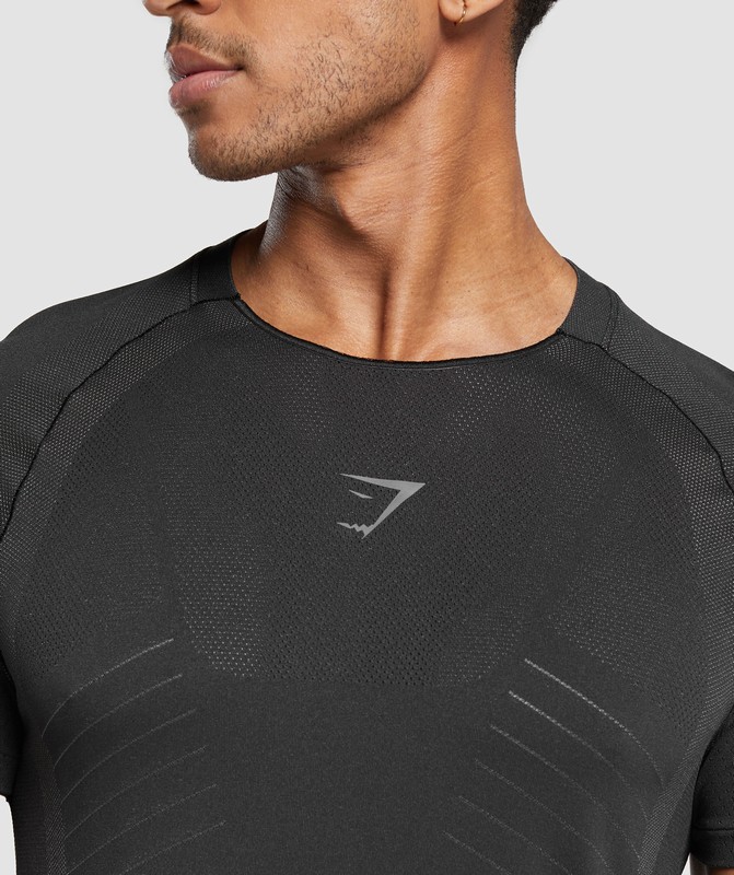 Gymshark Apex Seamless T-Shirt T-Shirt Heren Zwart Donkergrijs | TEZU61849