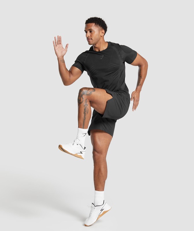 Gymshark Apex Seamless T-Shirt T-Shirt Heren Zwart Donkergrijs | TEZU61849