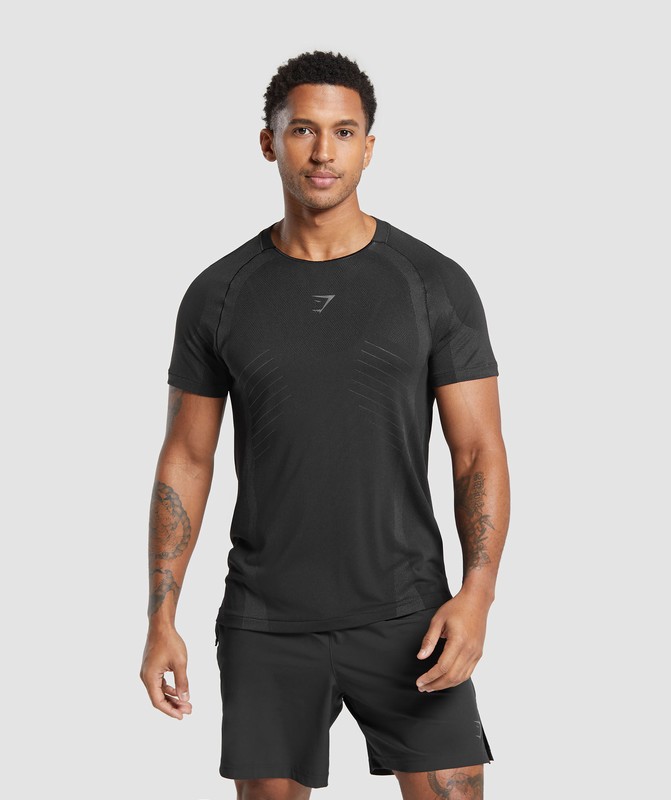 Gymshark Apex Seamless T-Shirt T-Shirt Heren Zwart Donkergrijs | TEZU61849