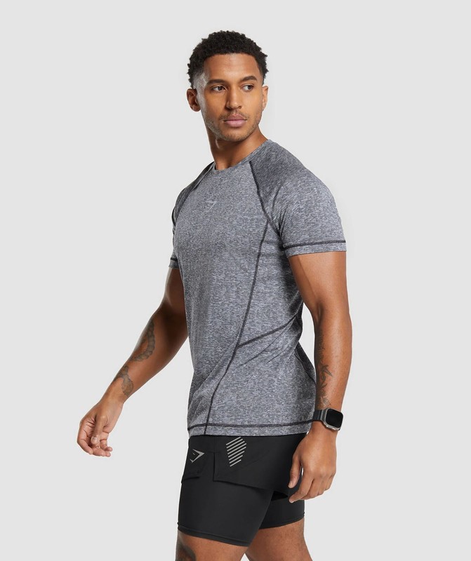 Gymshark Apex T-Shirt T-Shirt Heren Zwart Lichtgrijs | QXTA60715