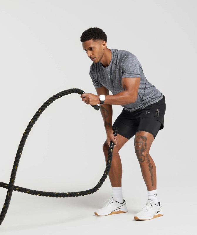 Gymshark Apex T-Shirt T-Shirt Heren Zwart Lichtgrijs | QXTA60715