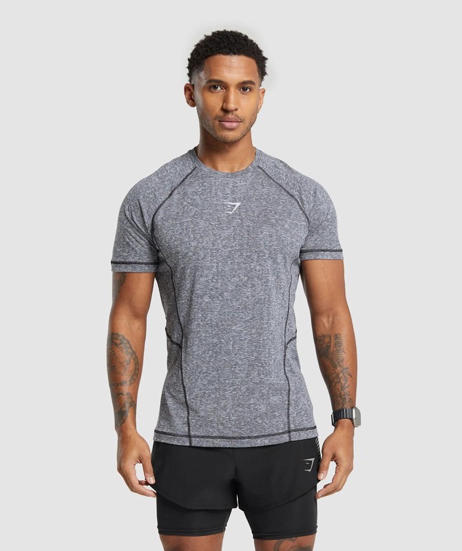 Gymshark Apex T-Shirt T-Shirt Heren Zwart Lichtgrijs | QXTA60715