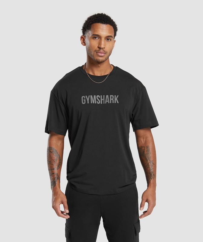 Gymshark Apollo Oversized T-Shirt T-Shirt Heren Zwart | OCBR86952