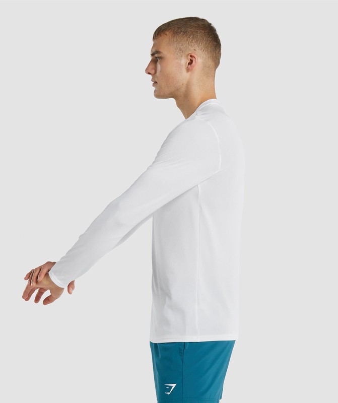 Gymshark Arrival Long Sleeve T-Shirt T-Shirt Heren Wit | CIOW09682