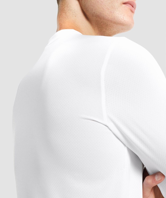 Gymshark Arrival Long Sleeve T-Shirt T-Shirt Heren Wit | CIOW09682