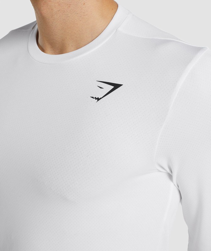 Gymshark Arrival Long Sleeve T-Shirt T-Shirt Heren Wit | CIOW09682