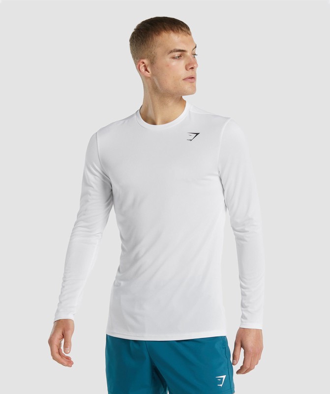 Gymshark Arrival Long Sleeve T-Shirt T-Shirt Heren Wit | CIOW09682