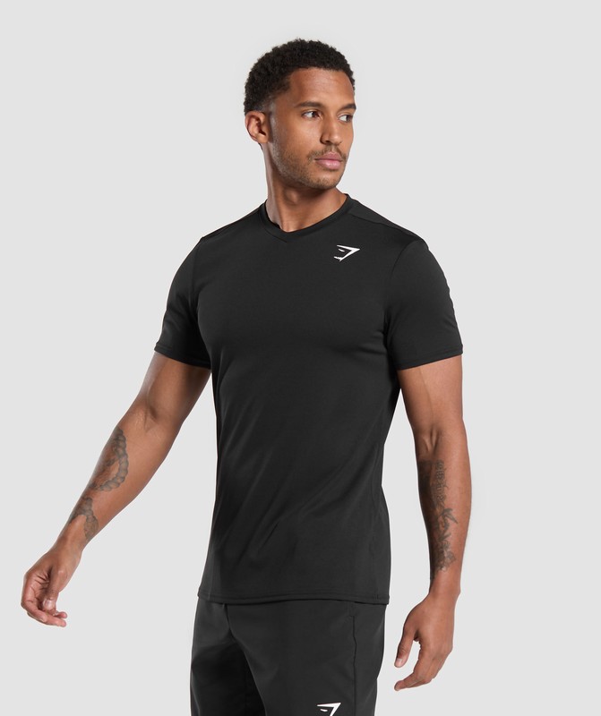 Gymshark Arrival V-Neck T Shirt T-Shirt Heren Zwart | PRXG29870