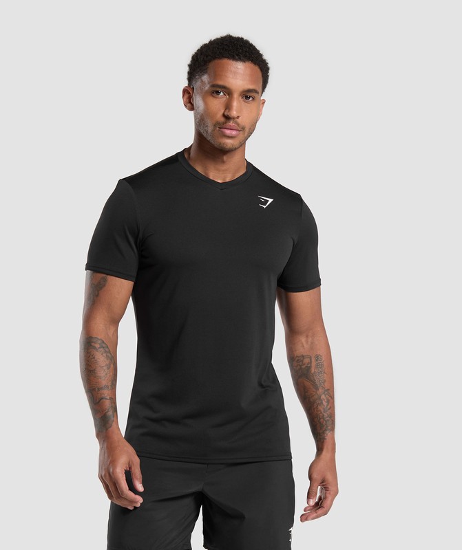 Gymshark Arrival V-Neck T Shirt T-Shirt Heren Zwart | PRXG29870