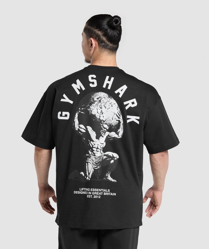 Gymshark Atlas T-Shirt T-Shirt Heren Zwart | BFAD81753
