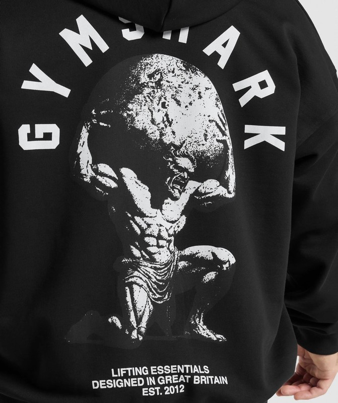 Gymshark Atlas Zip Up Hoodie Hoodie Heren Zwart | ASRD89407