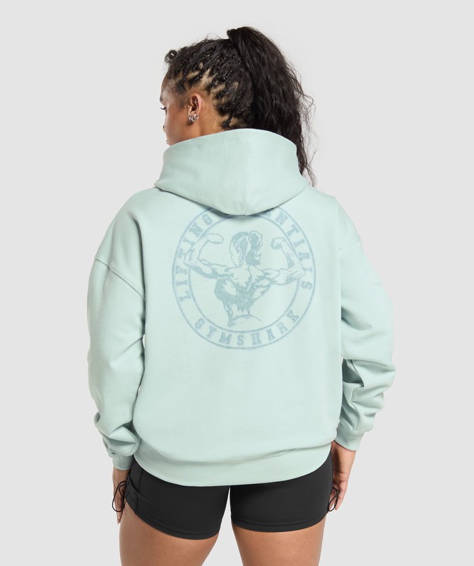 Gymshark Back Gains Graphic Hoodie Hoodie Dames Blauw | NBTP56082
