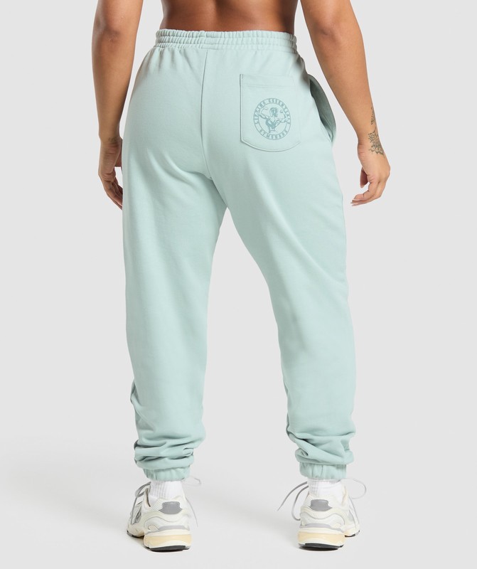 Gymshark Back Gains Graphic Joggers Joggingbroek Dames Blauw | QFXS08439