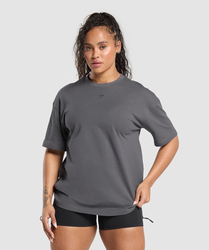 Gymshark Back Gains Graphic Oversized Tee T-Shirt Dames Grijs | EIBP24905