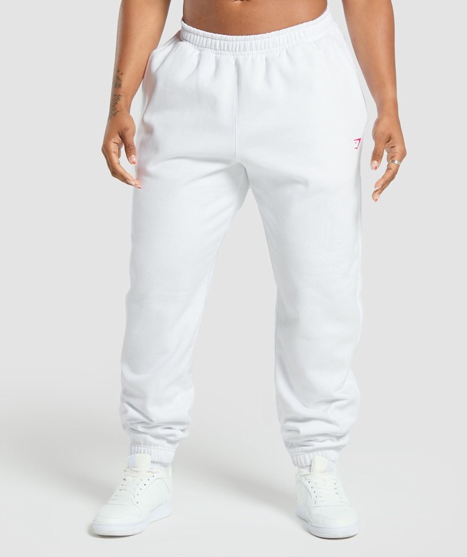 Gymshark Barbell Hearts Oversized Joggers Joggingbroek Dames Wit | KMYE27851
