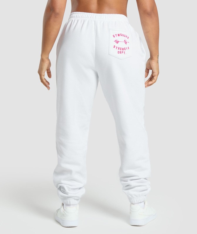 Gymshark Barbell Hearts Oversized Joggers Joggingbroek Dames Wit | KMYE27851
