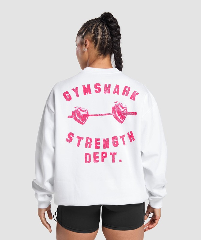 Gymshark Barbell Hearts Oversized Sweatshirt Sweatshirts Dames Wit | SKCH47569