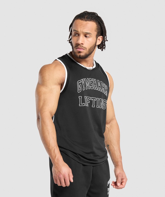Gymshark Basketball Mesh Tank Tanktop Heren Zwart | KLCT70362