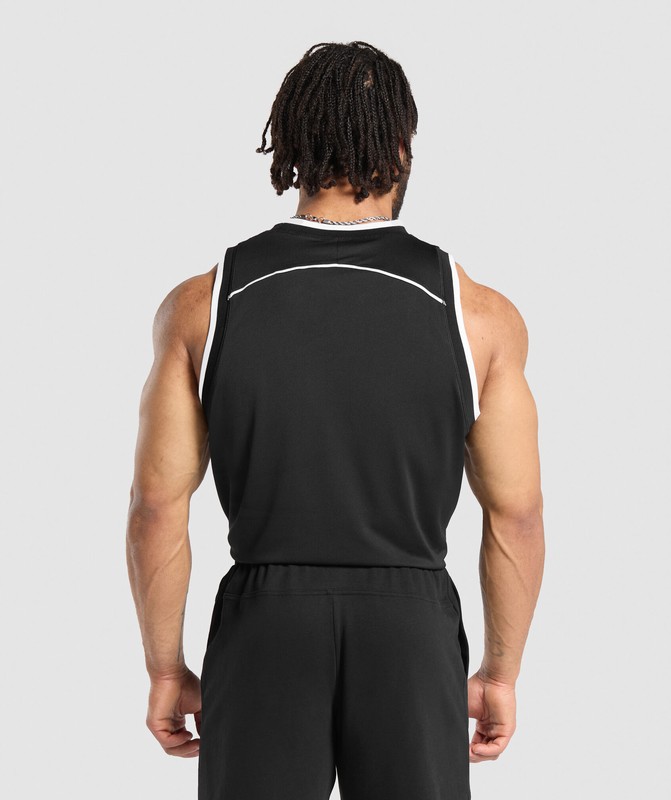 Gymshark Basketball Mesh Tank Tanktop Heren Zwart | KLCT70362