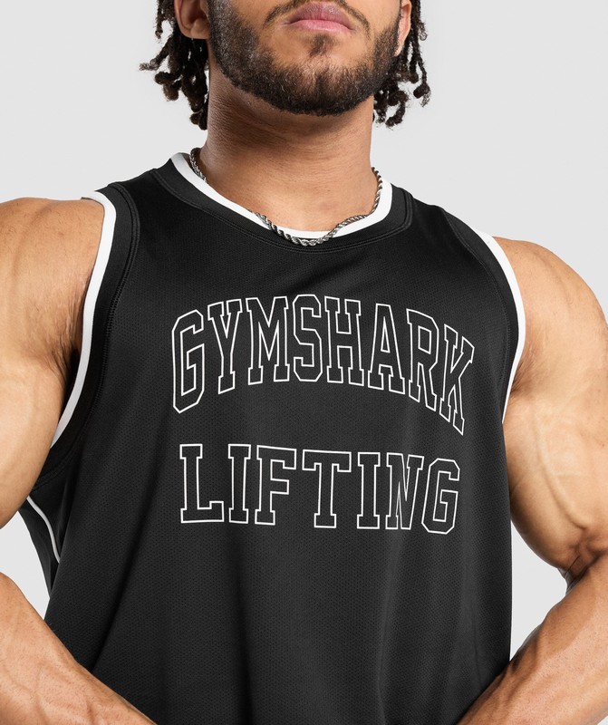Gymshark Basketball Mesh Tank Tanktop Heren Zwart | KLCT70362