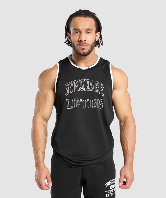 Gymshark Basketball Mesh Tank Tanktop Heren Zwart | KLCT70362