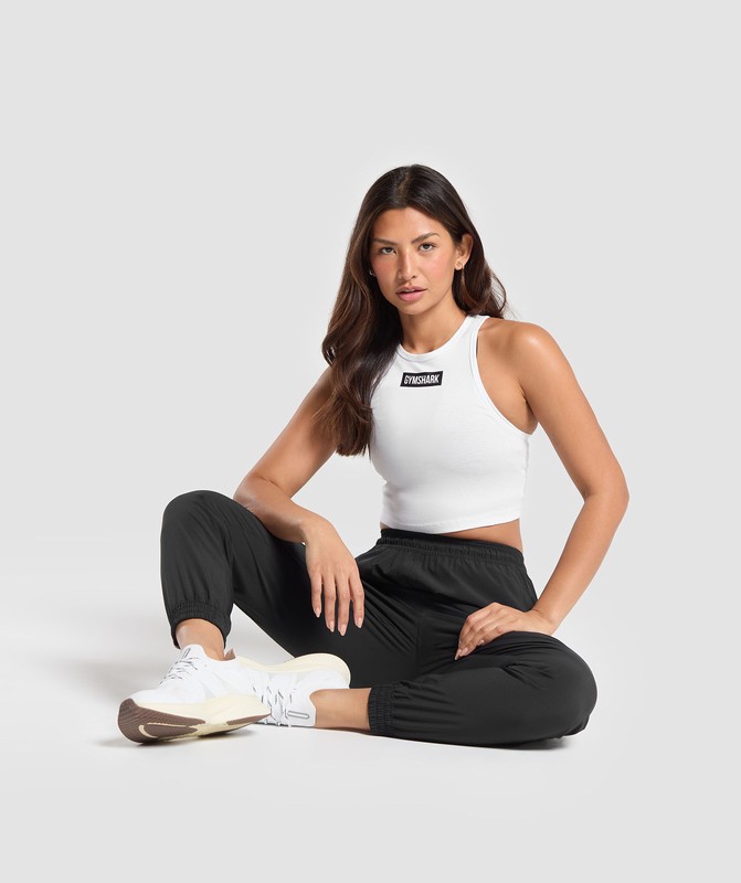 Gymshark Block Crop Tank Tanktop Dames Wit | BALO51238