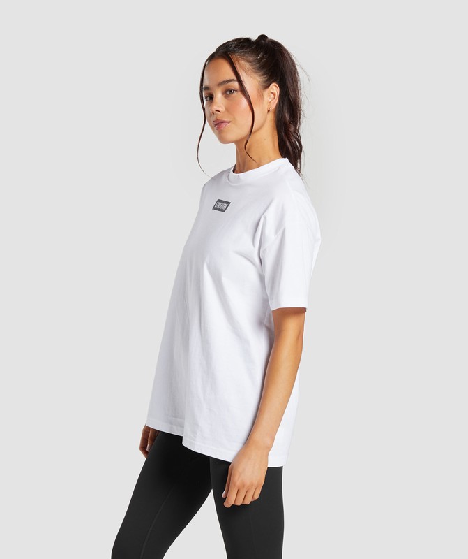 Gymshark Block Oversized T-Shirt T-Shirt Dames Wit Zwart | GOPV73481