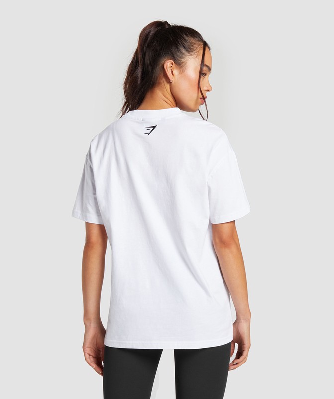Gymshark Block Oversized T-Shirt T-Shirt Dames Wit Zwart | GOPV73481