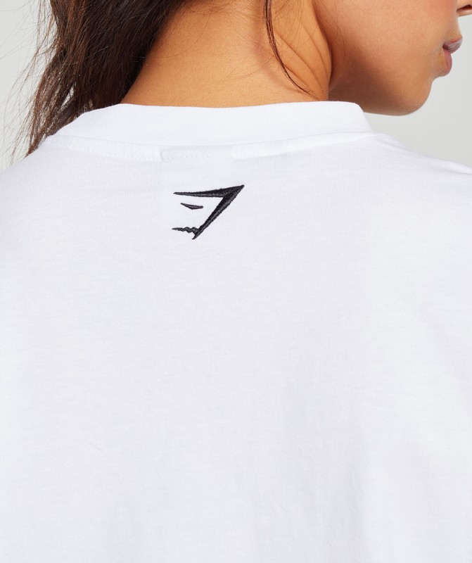 Gymshark Block Oversized T-Shirt T-Shirt Dames Wit Zwart | GOPV73481