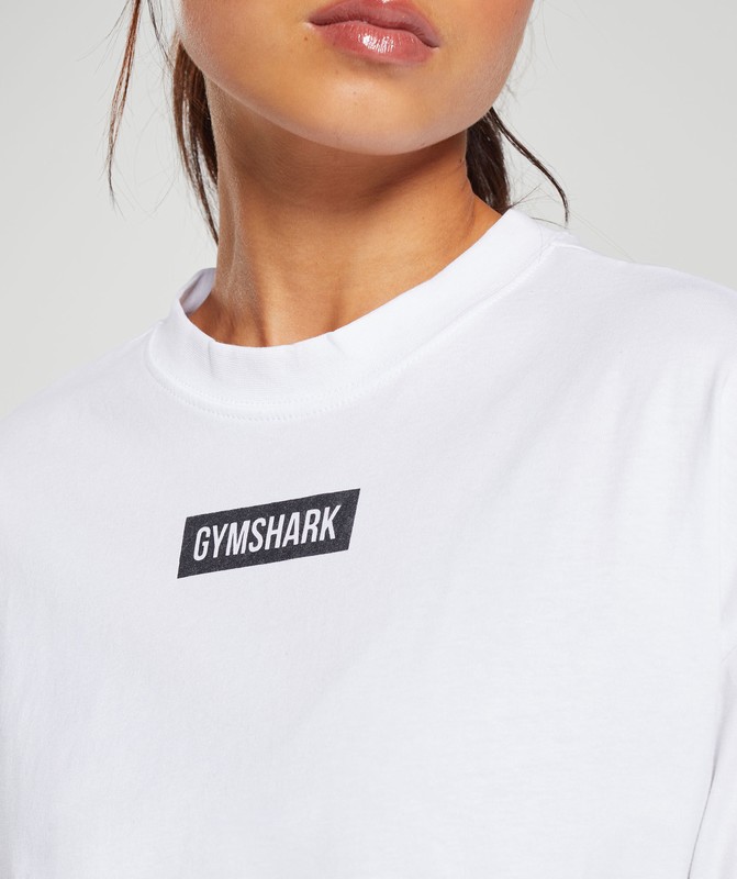 Gymshark Block Oversized T-Shirt T-Shirt Dames Wit Zwart | GOPV73481