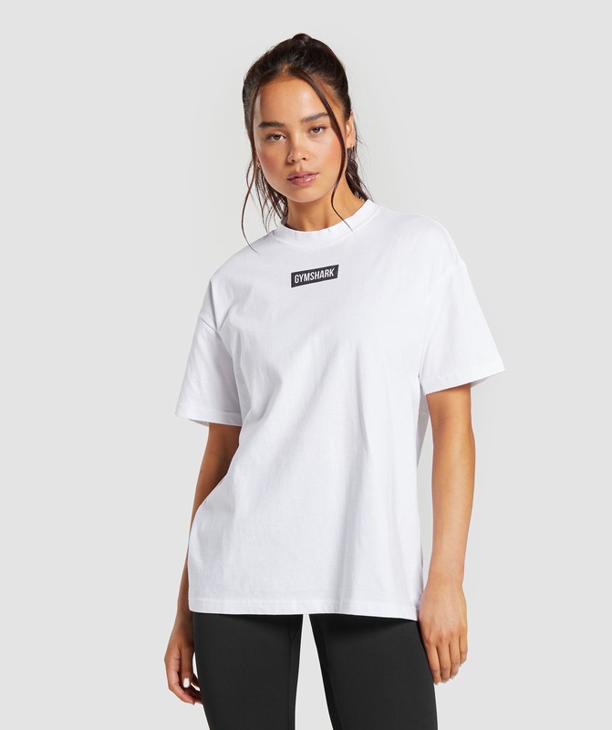 Gymshark Block Oversized T-Shirt T-Shirt Dames Wit Zwart | GOPV73481