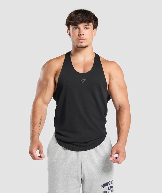Gymshark Bold Stringer Stringer Heren Zwart | WYRL08635