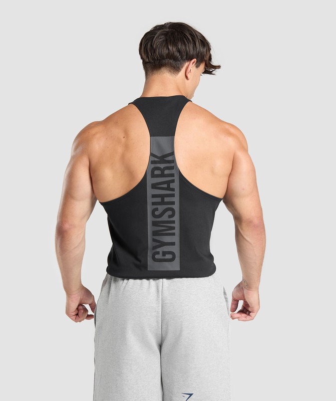 Gymshark Bold Stringer Stringer Heren Zwart | WYRL08635