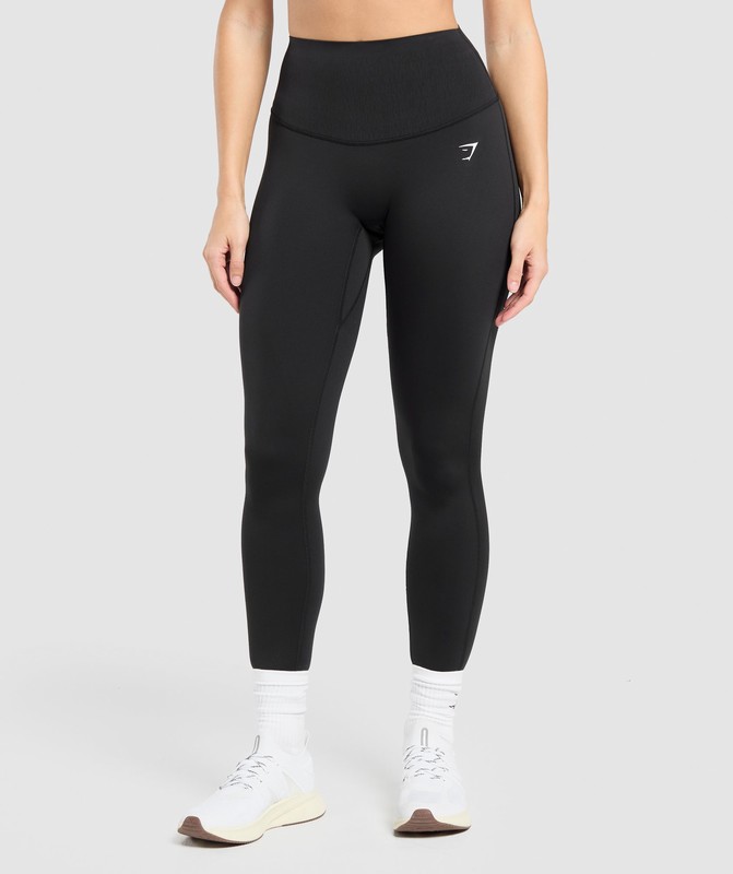 Gymshark Bonded Waistband Leggings Leggings Dames Zwart | EOKR30194