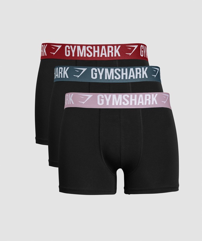 Gymshark Boxer Brief 3Pk Slip Heren Zwart Zwart Blauw Zwart Rood | KCQI40923