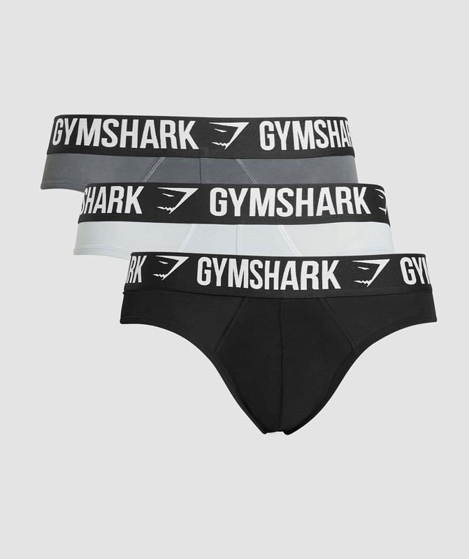 Gymshark Brief 3PK Slip Heren Zwart Grijs Lichtgrijs | IRBQ46235