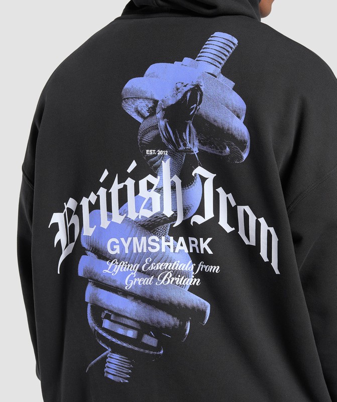 Gymshark British Iron Hoodie Hoodie Heren Zwart | BWSP56473