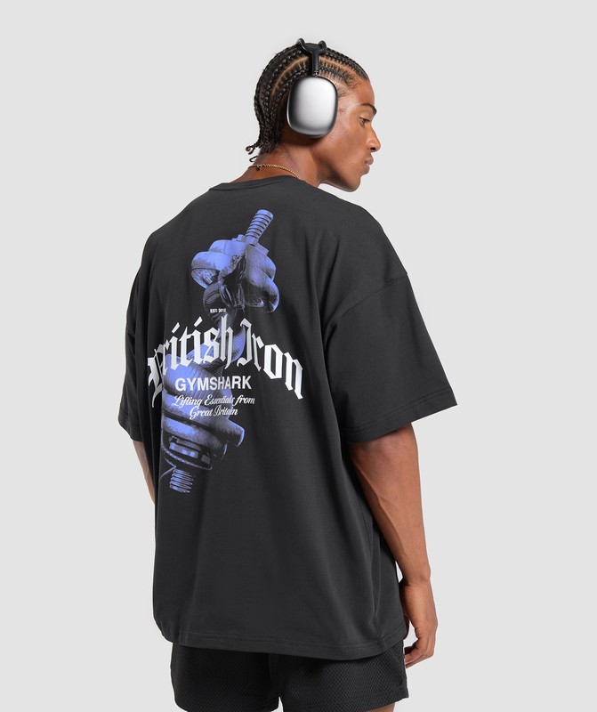 Gymshark British Iron T-Shirt T-Shirt Heren Zwart | YVSG62830