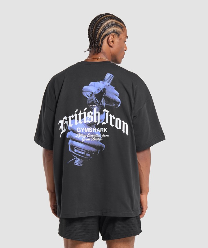 Gymshark British Iron T-Shirt T-Shirt Heren Zwart | YVSG62830