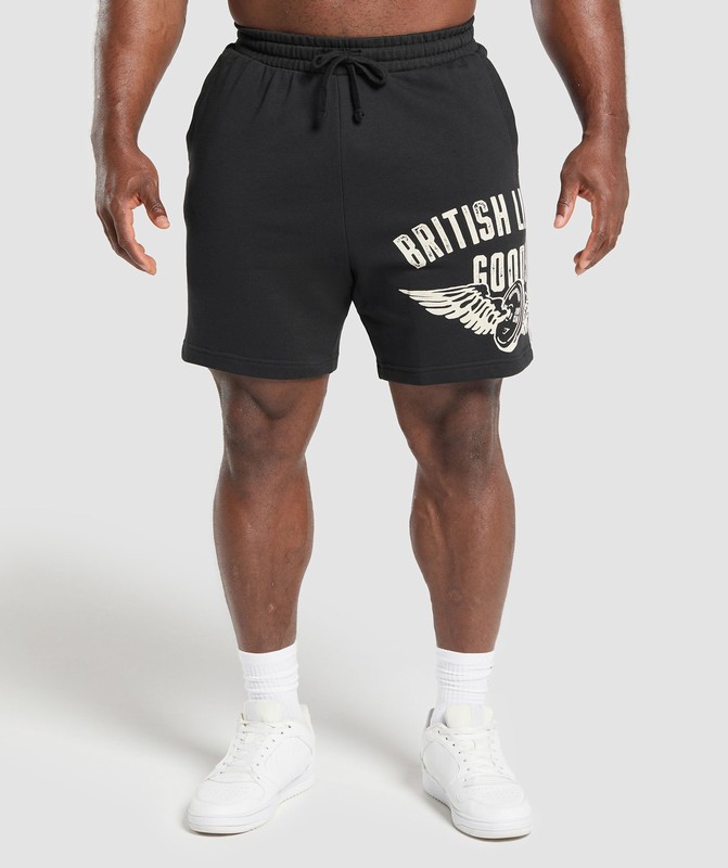 Gymshark British Lifting Goods Graphic Shorts Korte Broek Heren Zwart | ZGRJ07413