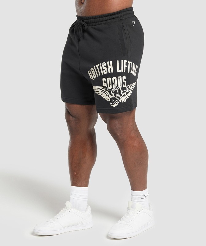 Gymshark British Lifting Goods Graphic Shorts Korte Broek Heren Zwart | ZGRJ07413